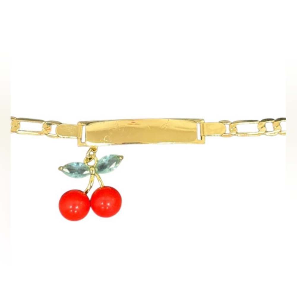 Cherry bracelet, gold-plated stainless steel, gold-colored